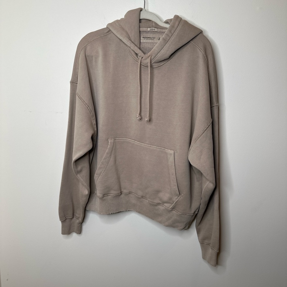 Abercrombie & Fitch Taupe Cropped Hoodie - Picture 2 of 7